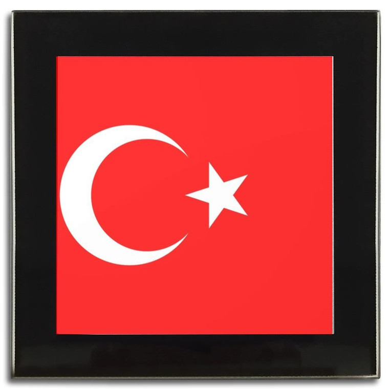Turkey Flag - Square Glass Coaster