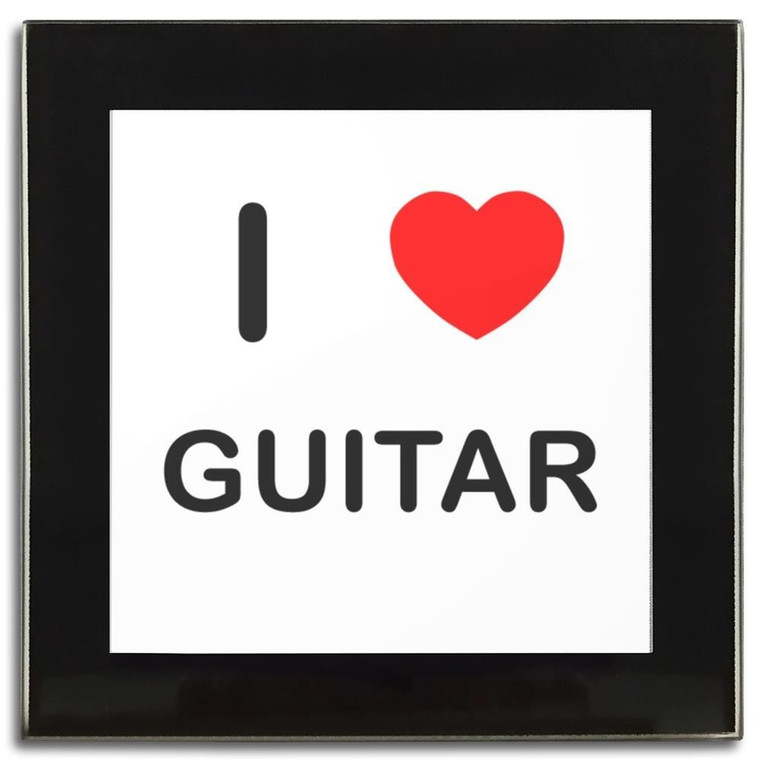 I Love Guitar - Square Glass Coaster