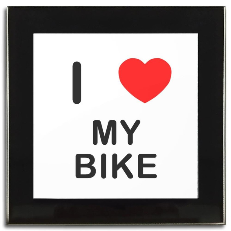 I Love My Bike - Square Glass Coaster