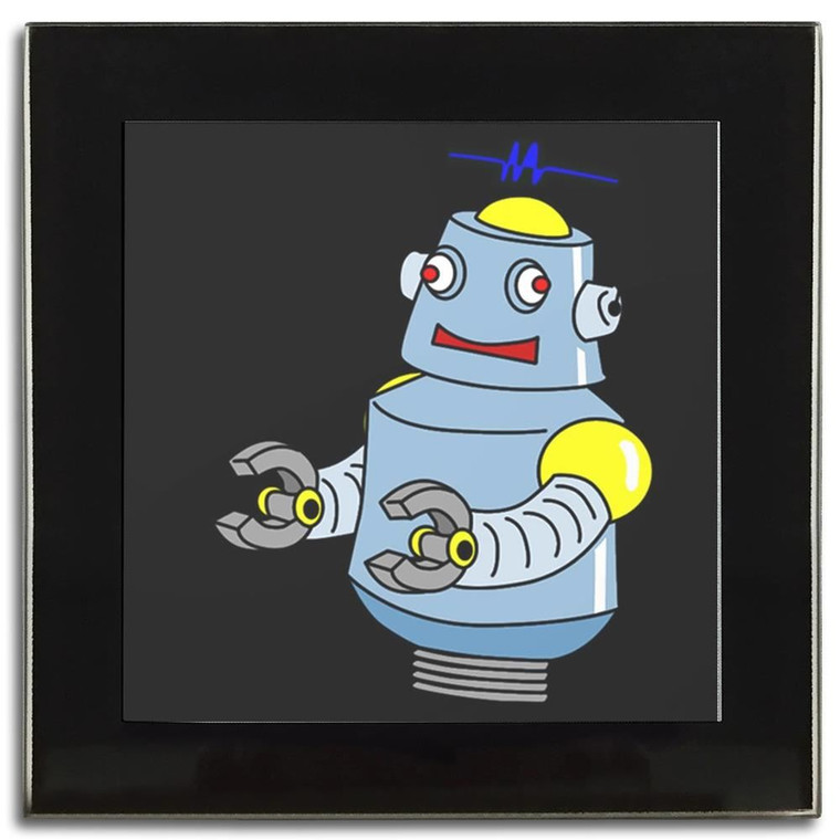 Black Boy Robot - Square Glass Coaster