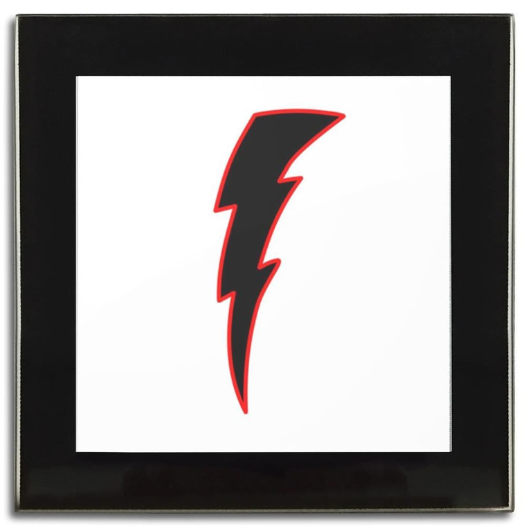 Lightning Bolt Black - Square Glass Coaster