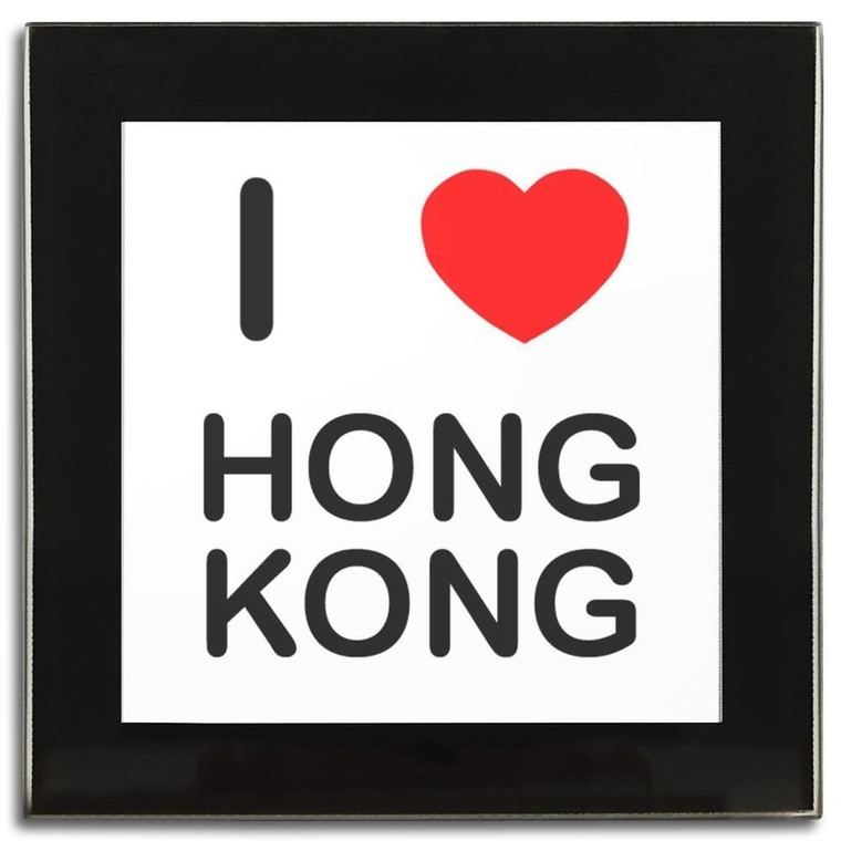 I Love Hong Kong - Square Glass Coaster