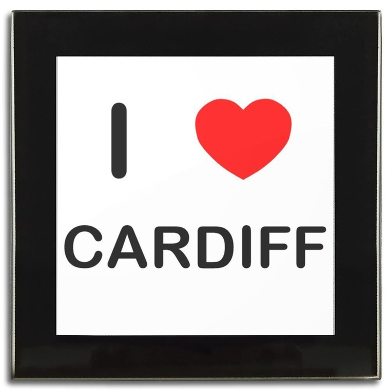 I Love Cardiff - Square Glass Coaster