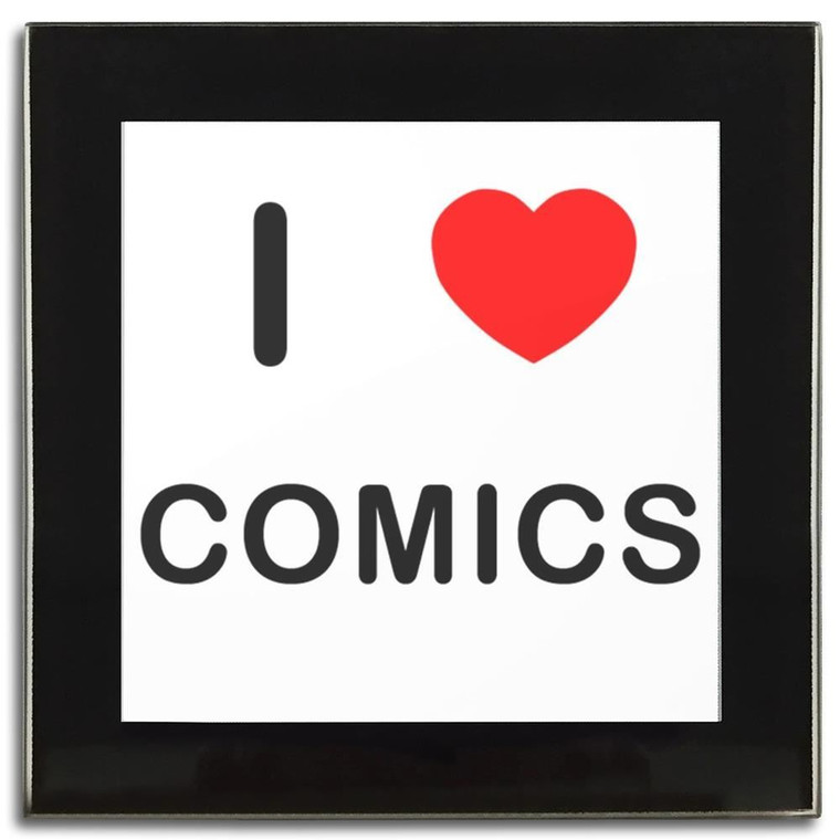 I love Comics - Square Glass Coaster