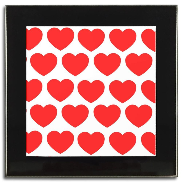 Heart Pattern - Square Glass Coaster
