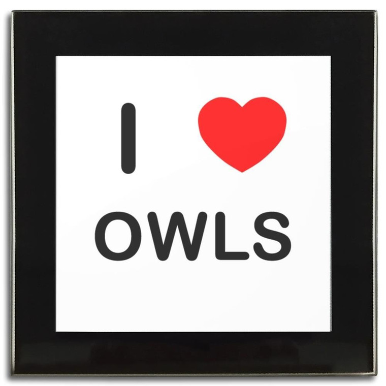 I Love Owls - Square Glass Coaster