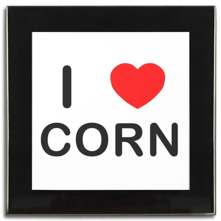 I Love Corn - Square Glass Coaster