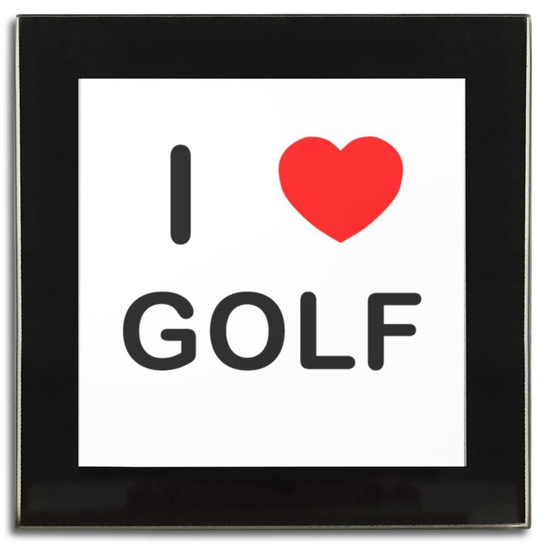 I Love Golf - Square Glass Coaster