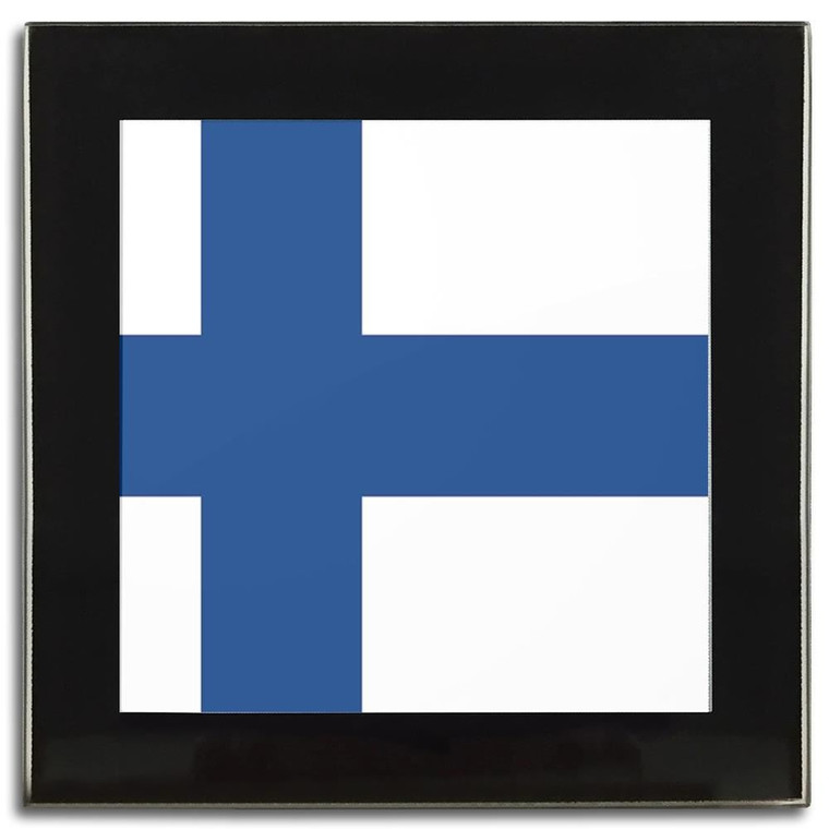 Finland Flag - Square Glass Coaster