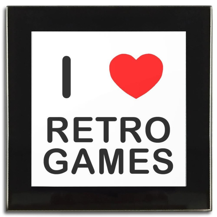 I Love Retro Games - Square Glass Coaster
