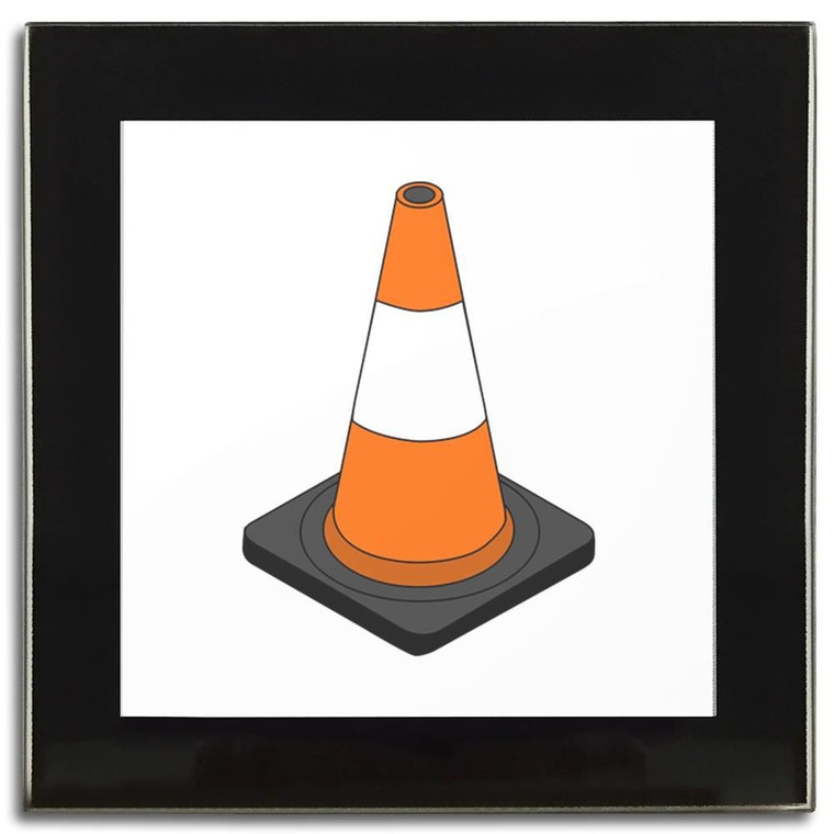 Traffic Cone - Square Glass Coaster