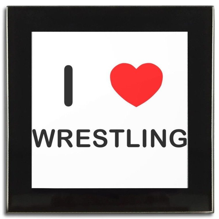 I Love Wrestling - Square Glass Coaster