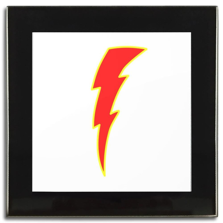 Lightning Bolt Red - Square Glass Coaster