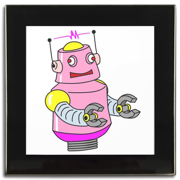 White Girl Robot - Square Glass Coaster