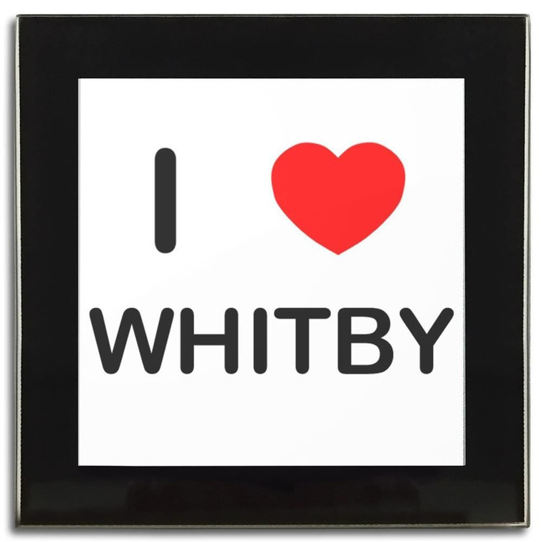 I Love Whitby - Square Glass Coaster