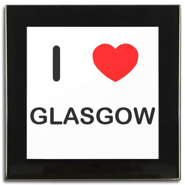 I Love Glasgow - Square Glass Coaster
