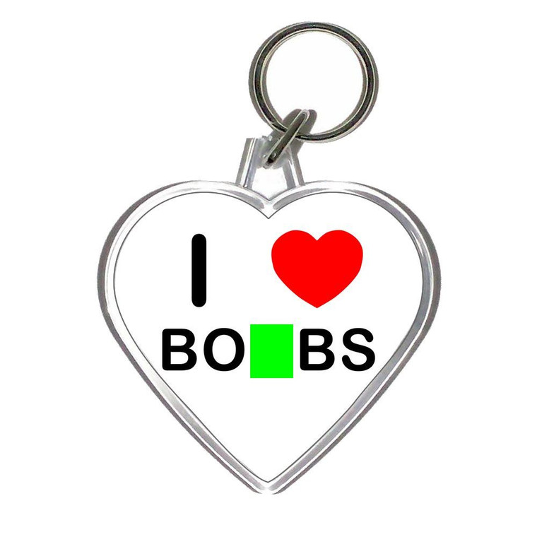 I Love Boobs - Heart Shaped Key Ring