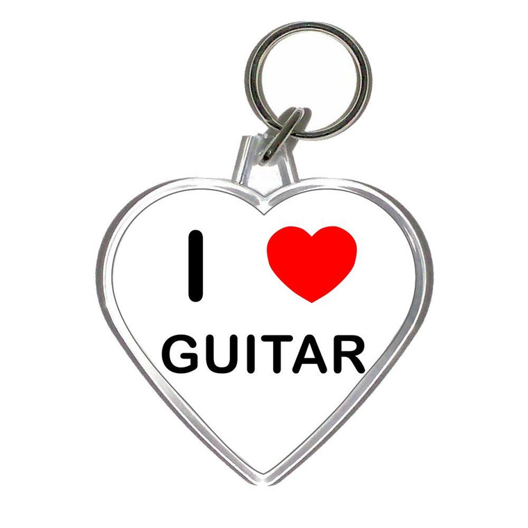 I Love Guitar - Heart Shaped Key Ring