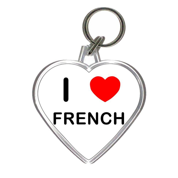 I Love French - Heart Shaped Key Ring