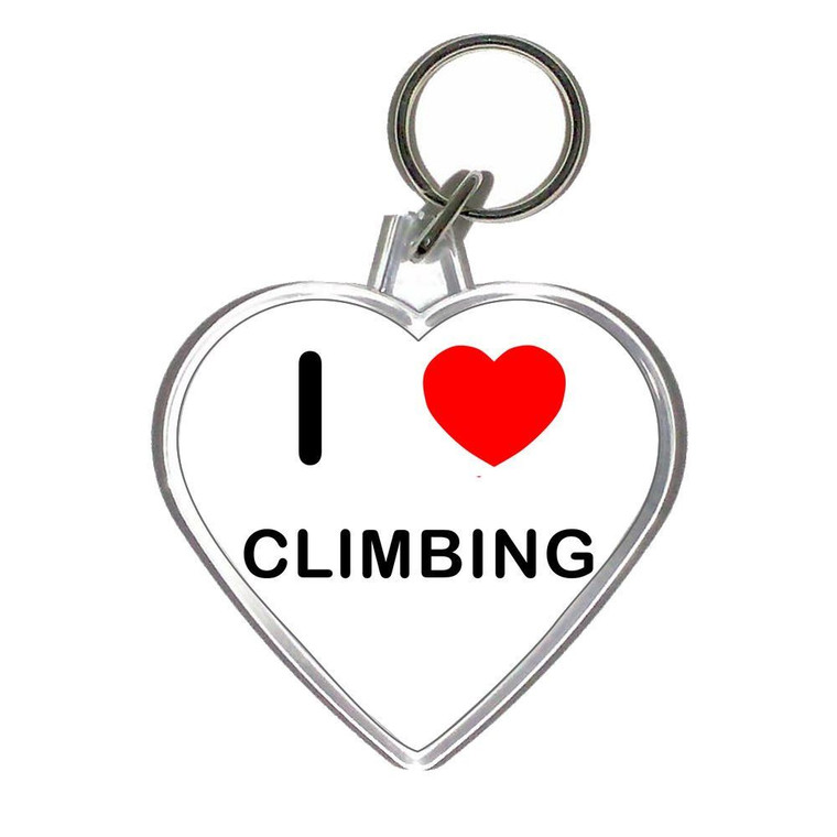 I Love Climbing - Heart Shaped Key Ring