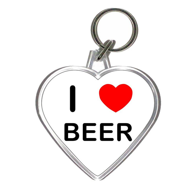 I Love Beer - Heart Shaped Key Ring