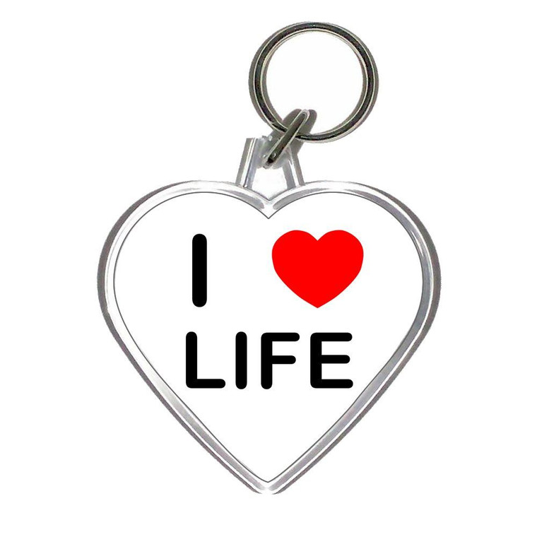 I Love Life - Heart Shaped Key Ring