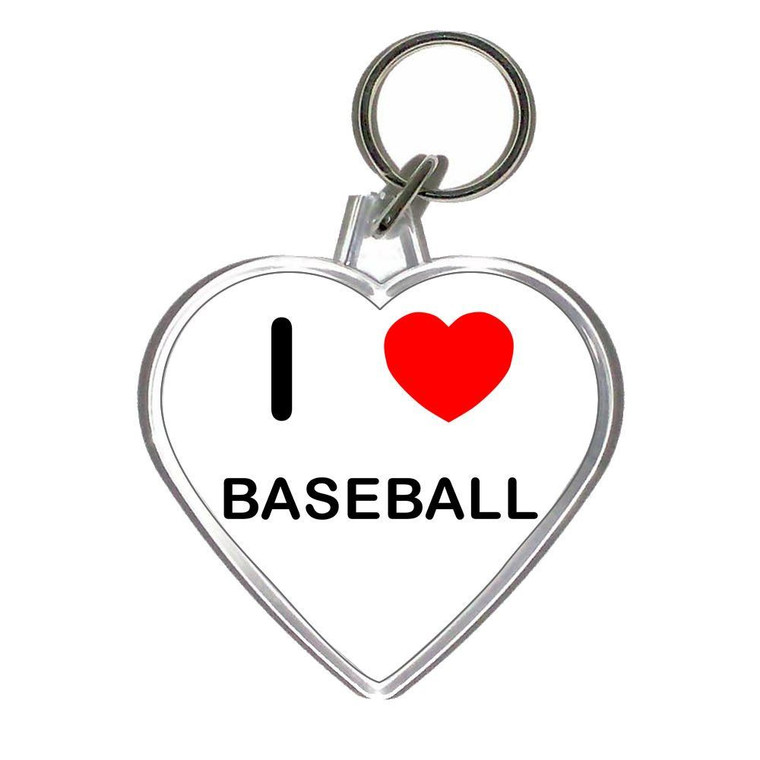 I Love Baseball - Heart Shaped Key Ring