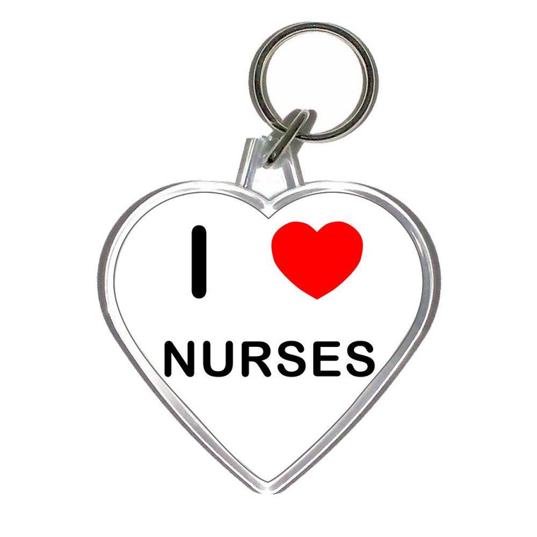 I Love Nurses - Heart Shaped Key Ring