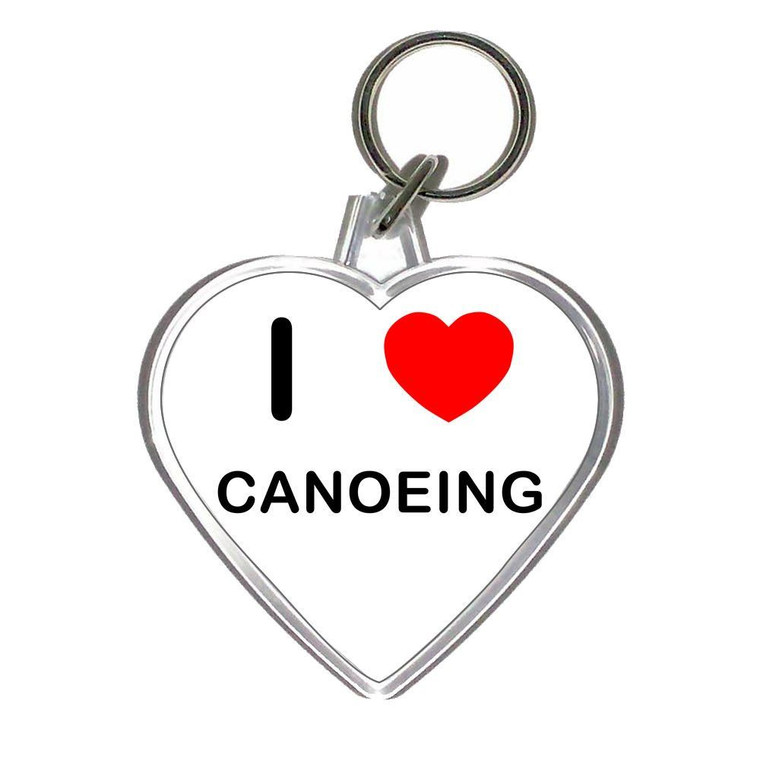 I Love Canoeing - Heart Shaped Key Ring