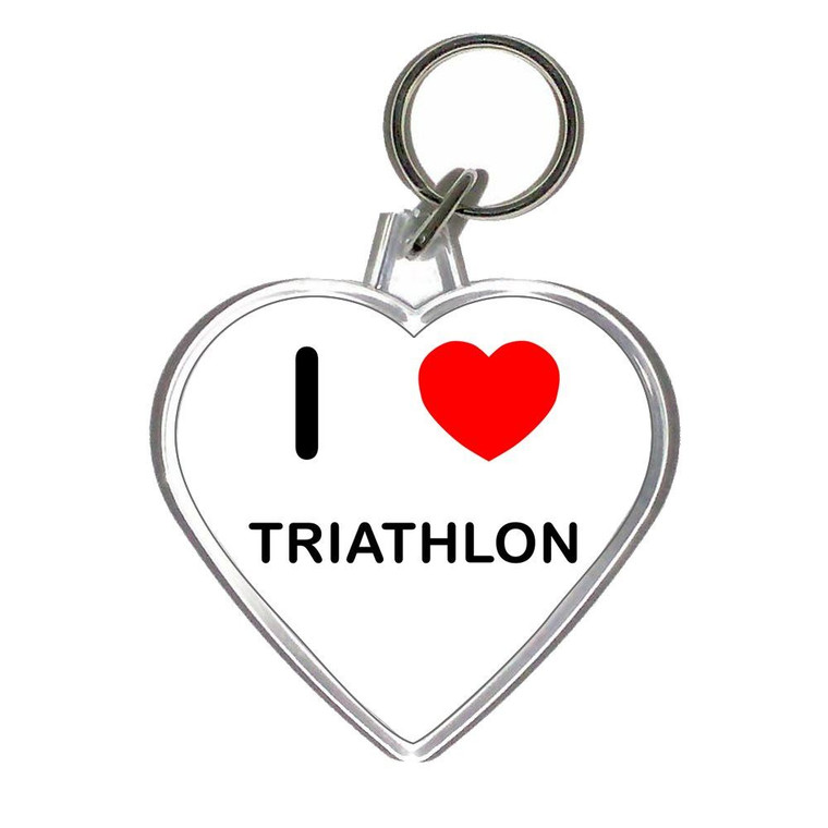 I Love Triathlon - Heart Shaped Key Ring