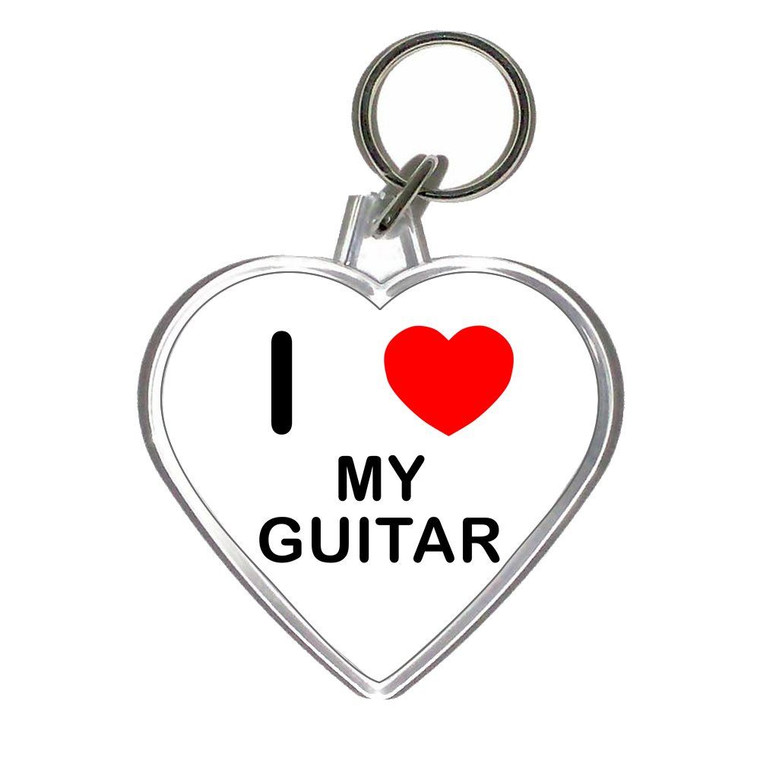 I Love My Guitar - Heart Shaped Key Ring