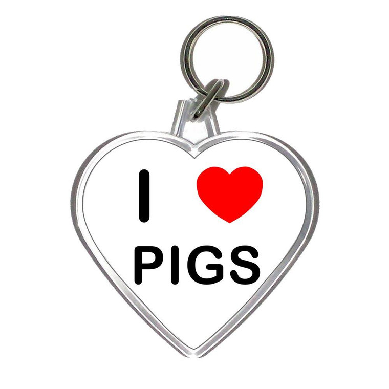 I Love Pigs - Heart Shaped Key Ring