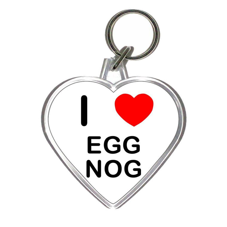 I Love Egg Nog - Heart Shaped Key Ring