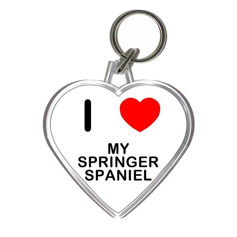 I Love My Springer Spaniel - Heart Shaped Key Ring