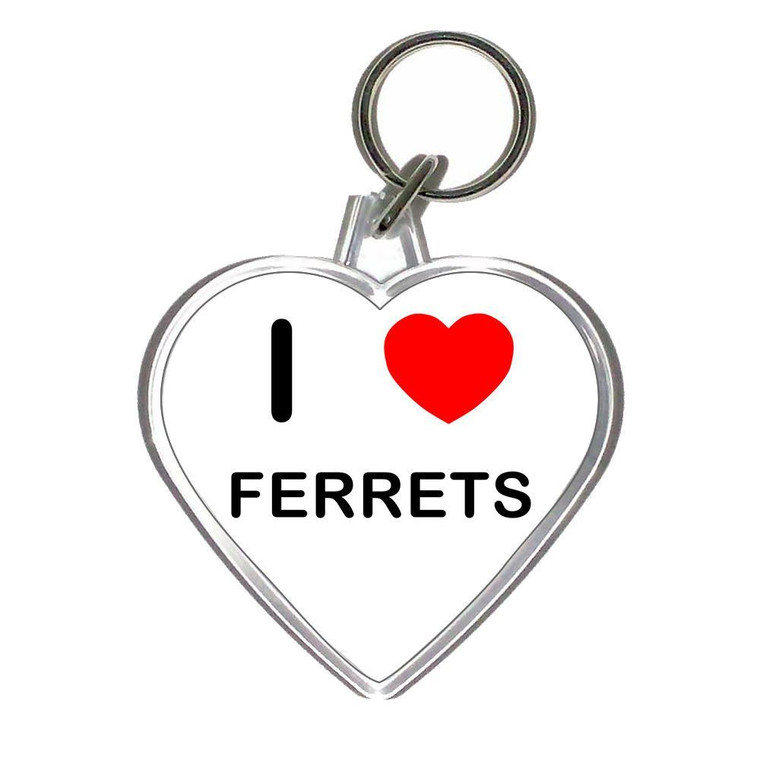 I Love Ferrets - Heart Shaped Key Ring