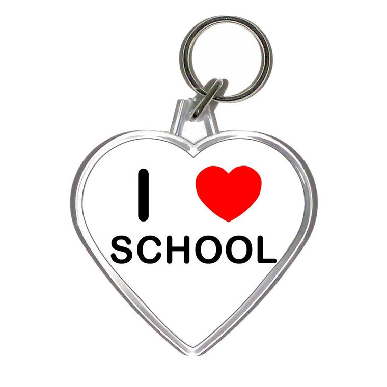 I Love School - Heart Shaped Key Ring