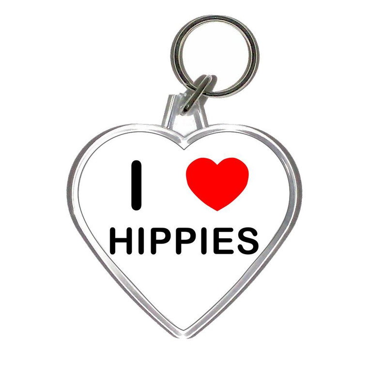 I Love Hippies - Heart Shaped Key Ring