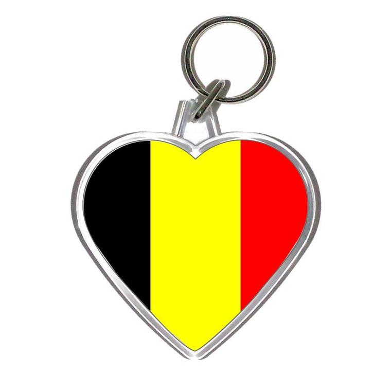 Belgium Flag - Heart Shaped Key Ring