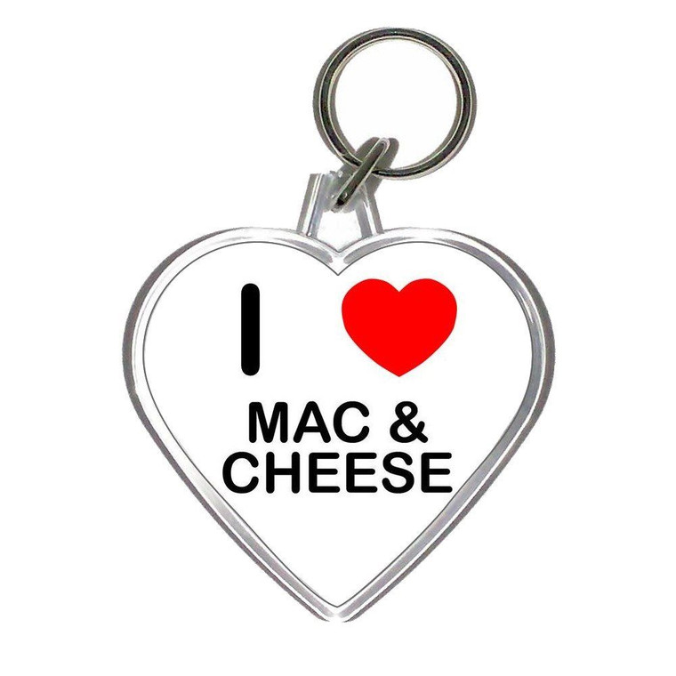 I Love Mac N Cheese - Heart Shaped Key Ring