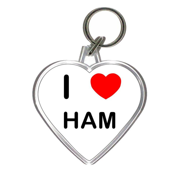 I Love Ham - Heart Shaped Key Ring