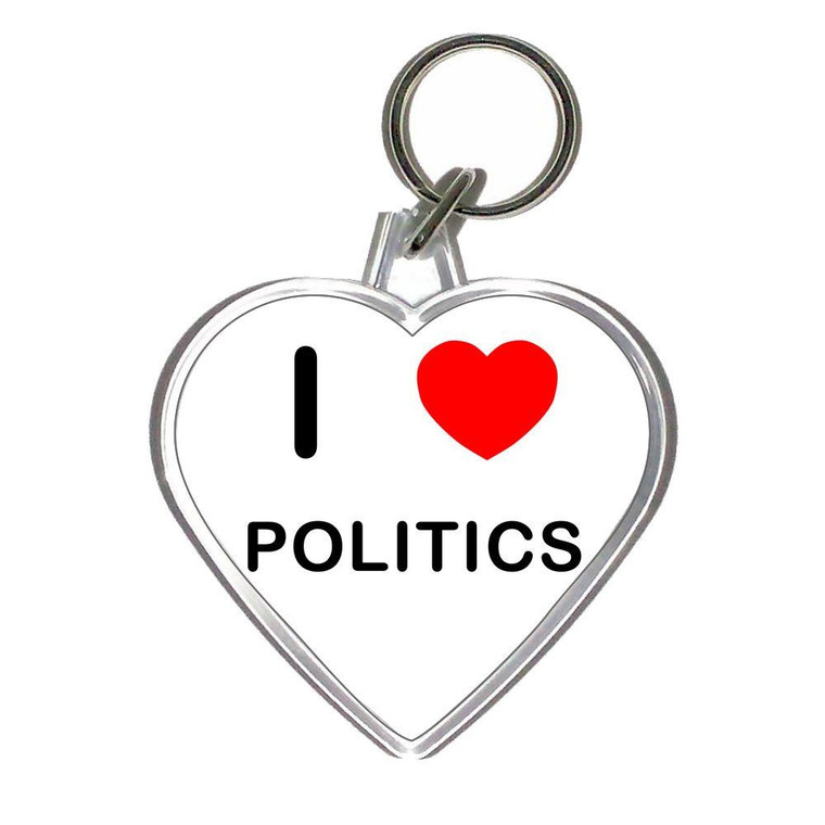 I Love Politics - Heart Shaped Key Ring