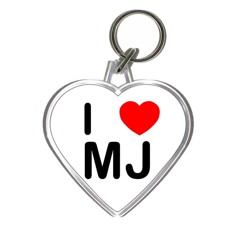 I Love MJ - Heart Shaped Key Ring