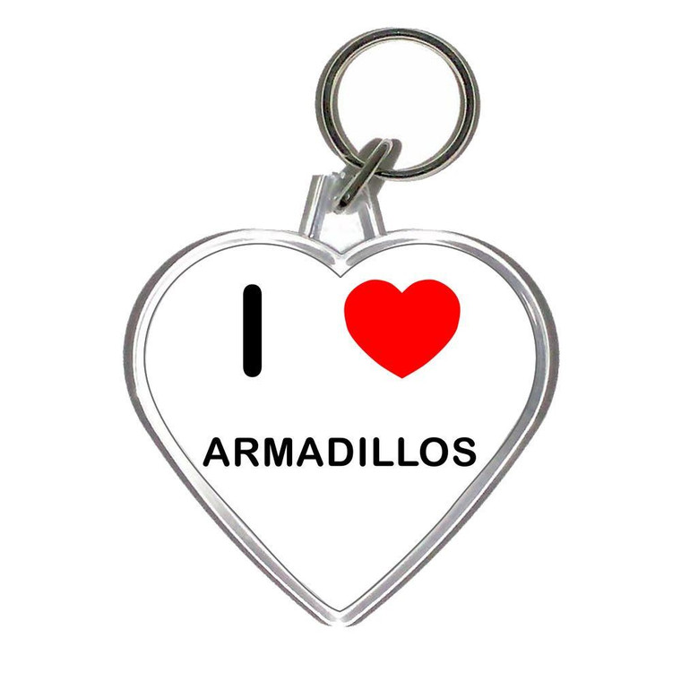I Love Armadillos - Heart Shaped Key Ring