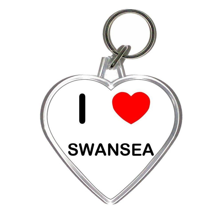 I Love Swansea - Heart Shaped Key Ring