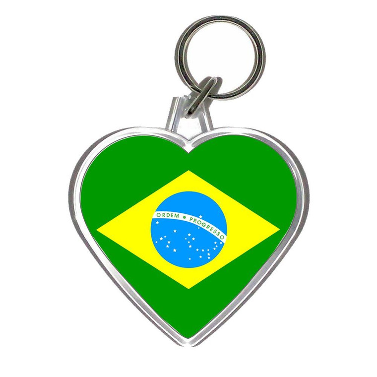 Brazil Flag - Heart Shaped Key Ring