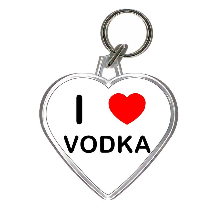 I Love Vodka - Heart Shaped Key Ring