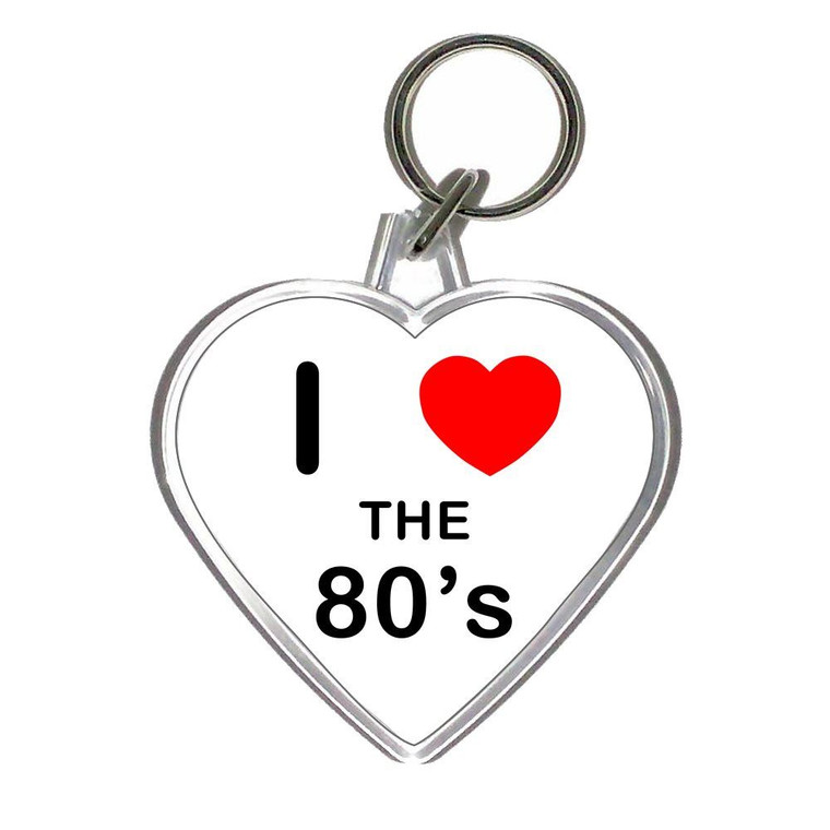 I Love The 80's - Heart Shaped Key Ring