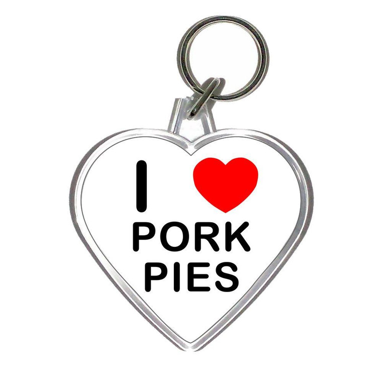 I Love Pork Pies - Heart Shaped Key Ring