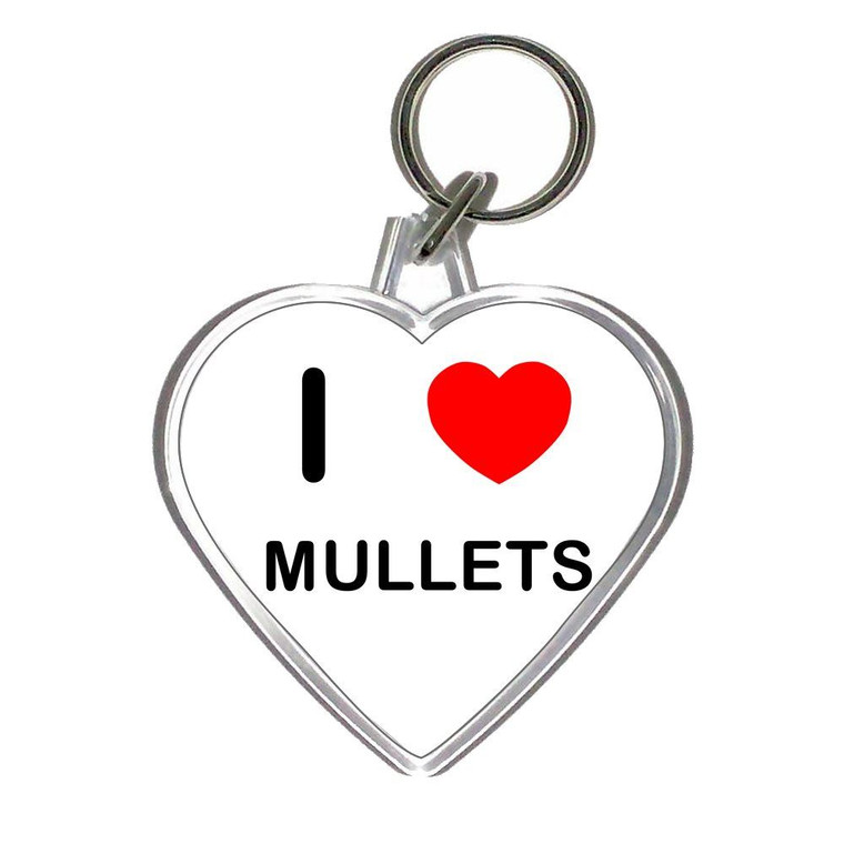 I Love Mullets - Heart Shaped Key Ring