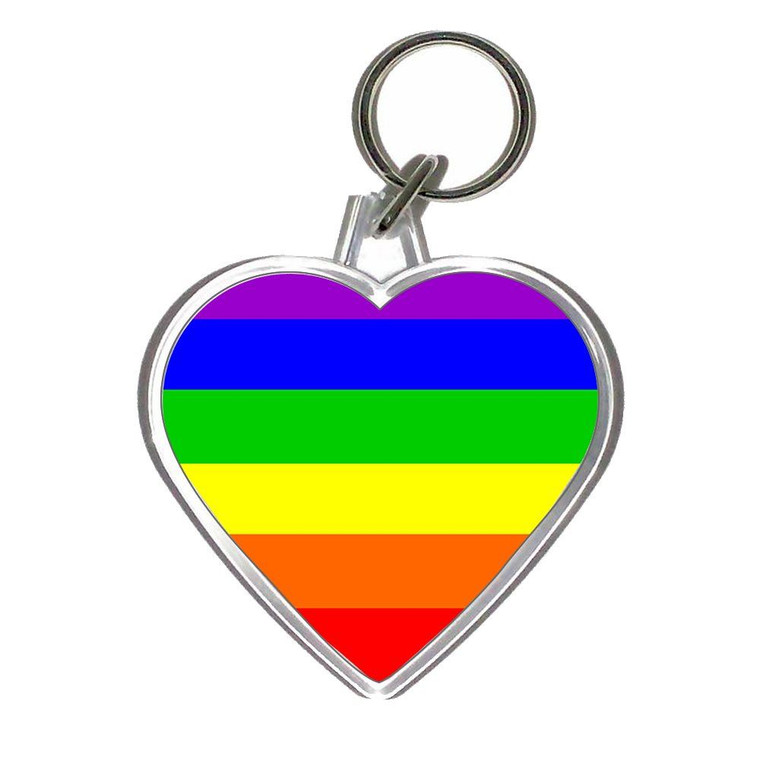 Gay Flag - Heart Shaped Key Ring